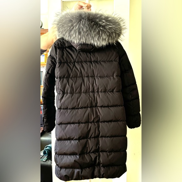 BLACK LONG PARKA PUFFER DOWN COAT WITH REAL FUR ON HOOD - Picture 4 of 9